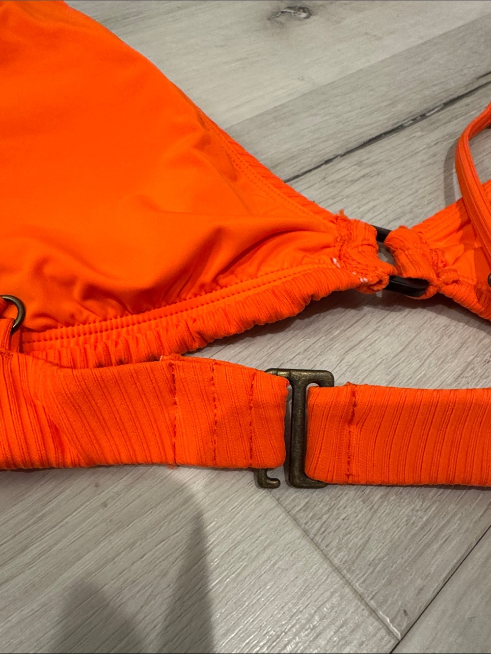 Angie Orange Ribbed Plunge Bikini Top - Picture 8 of 9